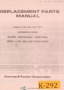 Kearney & Trecker 2H, Automatic Cycle, Milling HR-23 Pub 91, Parts Manual 1977